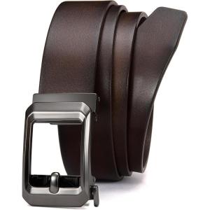 imageCHAOREN Ratchet Belts for Men  15quot Mens Belts Genuine Leather for Causual Jeans  Versatile Fit Customizable StyleBurgundy