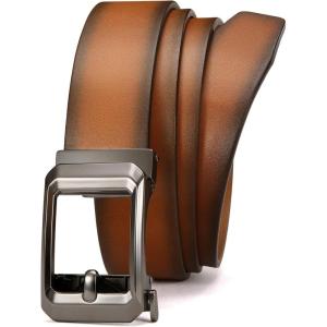 imageCHAOREN Ratchet Belts for Men  15quot Mens Belts Genuine Leather for Causual Jeans  Versatile Fit Customizable StyleLight Brown