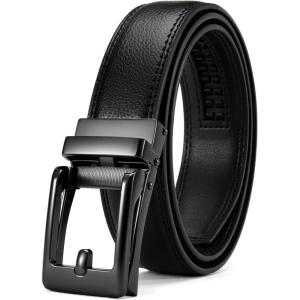 imageCHAOREN Ratchet Kids Belt Dress Boys Leather Belt Adjustable for Casual and Formal WearBlack