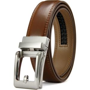 imageCHAOREN Ratchet Kids Belt Dress Boys Leather Belt Adjustable for Casual and Formal WearBrown