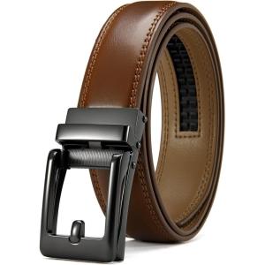 imageCHAOREN Ratchet Kids Belt Dress Boys Leather Belt Adjustable for Casual and Formal WearCognac