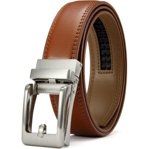 imageCHAOREN Ratchet Kids Belt Dress Boys Leather Belt Adjustable for Casual and Formal WearTan