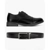 imageCHAOREN Ratchet Boys Belt Kids Dress Leather Belt with Click Closure Adjustable for Casual and Formal WearBlack