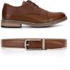 imageCHAOREN Ratchet Boys Belt Kids Dress Leather Belt with Click Closure Adjustable for Casual and Formal WearBrown