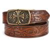 imageCHAOREN Ratchet Western Belt  1 38quot Cowboy Belts for Men Casual Jeans  Micro Adjustable Belt Fit EverywhereWestern Flower  Brown