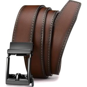imageCHAOREN Leather Ratchet Belt Men  Mens Belts Casual Accessories for Every Occasion 35mmBrown