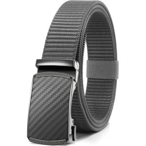 imageCHAOREN Ratchet Belts for Men  Casual Web Nylon Mens Belt 1 38quot  Adjustable and Durable for JeansCarbon Fiber ImperialGrey