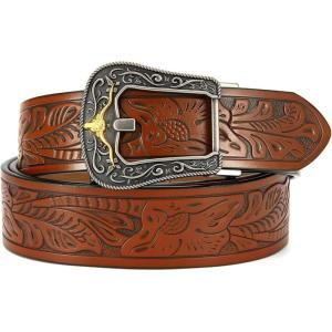 imageCHAOREN Ratchet Western Belt  1 38quot Cowboy Belts for Men Casual Jeans  Micro Adjustable Belt Fit EverywhereBrown2