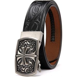 imageCHAOREN Ratchet Western Belt  1 38quot Cowboy Belts for Men Casual Jeans  Micro Adjustable Belt Fit EverywhereWestern Flower  Black
