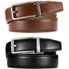 imageCHAOREN Click Belts for Men 2 Pack  Mens Ratchet Leather Belt 1 38quot for Dress and Casual  Micro Adjustable Belt FitSilverCognac