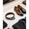 imageCHAOREN Mens Dress Belt  Mens Ratchet Belt Leather 1 14quot for Dress Pant  Micro Adjustable Belts Fit EverywhereCharcoal Depiction  Drak Brown