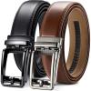 imageCHAOREN Click Belts for Men 2 Pack  Mens Ratchet Leather Belt 1 38quot for Dress and Casual  Micro Adjustable Belt FitBlackCognac