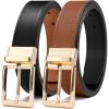 imageCHAOREN Mens Belt 1 Pack  1 38quot Leather Reversible Belts for Men for Dress PantsGold  BlackTan
