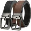 imageCHAOREN Reversible Belts for Men 1 Pack  1 12quot Mens Belt Leather for Jeans  Adjustable Belt Trim to FitVintage BrownBlack