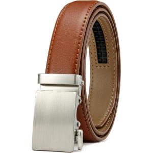 imageCHAOREN Leather Boys Belt Dress Kids Belt with Ratchet Buckle Width 1quot Adjustable for Formal Wear and School UniformsBrown
