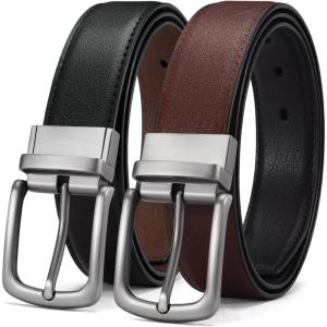 imageCHAOREN Mens Belt 1 Pack  1 38quot Leather Reversible Belts for Men for Dress PantsBlackBrown
