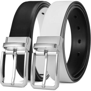 imageCHAOREN Mens Belt 1 Pack  1 38quot Leather Reversible Belts for Men for Dress PantsBlackCrispwhite
