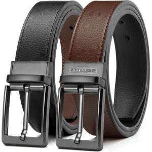 imageCHAOREN Mens Belt 1 Pack  1 38quot Leather Reversible Belts for Men for Dress PantsBlackDark Brown
