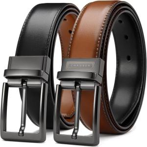 imageCHAOREN Mens Belt 1 Pack  1 38quot Leather Reversible Belts for Men for Dress PantsBlackTan