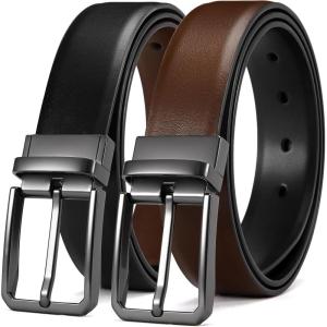 imageCHAOREN Mens Belt 1 Pack  1 38quot Leather Reversible Belts for Men for Dress PantsClassic  CognacBlack