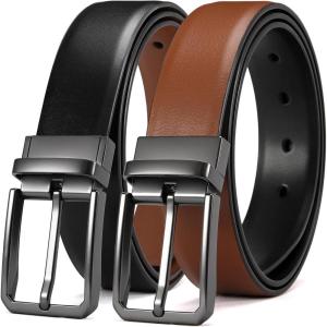 imageCHAOREN Mens Belt 1 Pack  1 38quot Leather Reversible Belts for Men for Dress PantsClassic  TanBlack