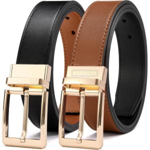 imageCHAOREN Mens Belt 1 Pack  1 38quot Leather Reversible Belts for Men for Dress PantsGold  BlackTan