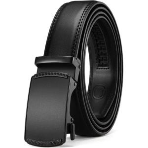 imageCHAOREN Mens Dress Belt  Mens Ratchet Belt Leather 1 14quot for Dress Pant  Micro Adjustable Belts Fit EverywhereAnodized  Black