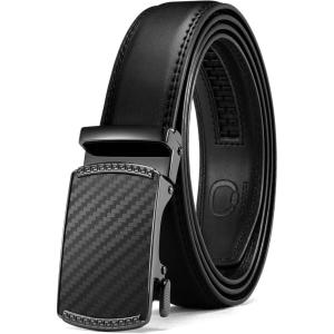 imageCHAOREN Mens Dress Belt  Mens Ratchet Belt Leather 1 14quot for Dress Pant  Micro Adjustable Belts Fit EverywhereCharcoal Depiction  Black