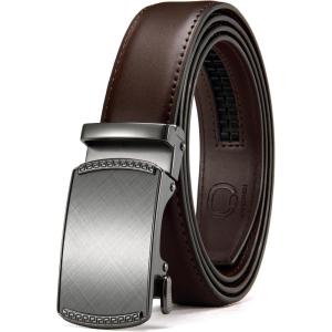 imageCHAOREN Mens Dress Belt  Mens Ratchet Belt Leather 1 14quot for Dress Pant  Micro Adjustable Belts Fit EverywhereCharcoal Depiction  Drak Brown