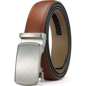 imageCHAOREN Mens Dress Belt  Mens Ratchet Belt Leather 1 14quot for Dress Pant  Micro Adjustable Belts Fit EverywhereCharcoal Depiction  Tan