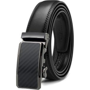 imageCHAOREN Mens Dress Belt  Mens Ratchet Belt Leather 1 14quot for Dress Pant  Micro Adjustable Belts Fit EverywhereClassic Carbon Fiber  Black
