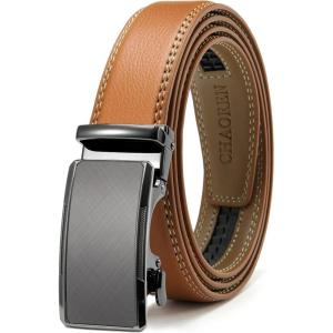 imageCHAOREN Mens Dress Belt  Mens Ratchet Belt Leather 1 14quot for Dress Pant  Micro Adjustable Belts Fit EverywhereRadiant Ore  Light Brown