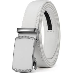 imageCHAOREN Mens Dress Belt  Mens Ratchet Belt Leather 1 14quot for Dress Pant  Micro Adjustable Belts Fit EverywhereWhite