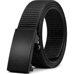 imageCHAOREN Nylon Ratchet Belts for Men  1 38quot Adjustable Web Belt  Automatic Slide Buckle for Casual Golf WorkBlack