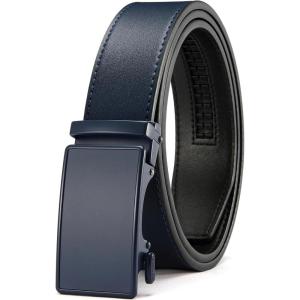 imageCHAOREN Mens Belt  Mens Ratchet Belt Leather 1 38quot for Dress Pant  Micro Adjustable Belt Fit EverywhereNavy Blue