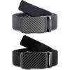 imageCHAOREN Elastic Belt for Men 2 Pack  Nylon Web Adjustable Belt 1 38quot Fabric Golf BeltJcarbon Fiber Imperial  Black  Grey