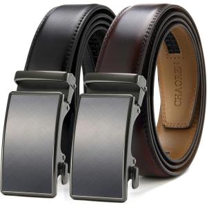 imageCHAOREN Leather Ratchet Belt Men 2 Pack  Customizable Fit Effortless Style 35mmDark BrownBurgundy