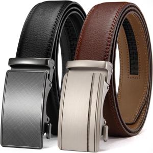 imageCHAOREN Leather Ratchet Belt Men 2 Pack  Customizable Fit Effortless Style 35mmWeaven BlackBrown