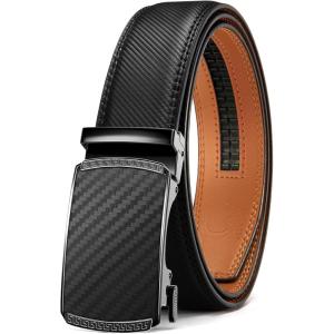 imageCHAOREN Mens Belt Leather Ratchet Belt  Customizable Fit Effortless Style 35mmCarbon Fiber  Black Classic