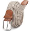 imageCHAOREN Mens Belt  Braided Stretch Golf Belt for Men 1 38quot Gift for Golf Pants Casual Shorts JeansSilver  Beige