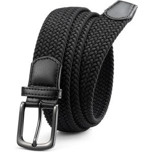 imageCHAOREN Mens Belt  Braided Stretch Golf Belt for Men 1 38quot Gift for Golf Pants Casual Shorts JeansGun  Black