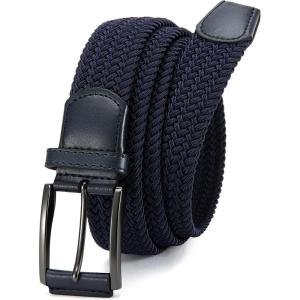 imageCHAOREN Mens Stretch Belt  1 38quot Elastic Braided Golf Belt for Men  Stretchy Web Fit Summer Casual JeansGun Metal  Blue
