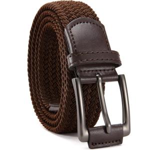 imageCHAOREN Mens Stretch Belt  1 38quot Elastic Braided Golf Belt for Men  Stretchy Web Fit Summer Casual JeansGun Metal  Brown