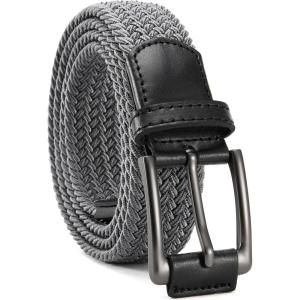 imageCHAOREN Mens Stretch Belt  1 38quot Elastic Braided Golf Belt for Men  Stretchy Web Fit Summer Casual JeansGun Metal  Grey