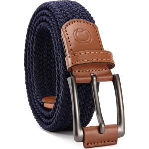 imageCHAOREN Mens Stretch Belt  1 38quot Elastic Braided Golf Belt for Men  Stretchy Web Fit Summer Casual JeansNavy Blue