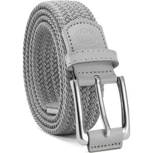imageCHAOREN Mens Stretch Belt  1 38quot Elastic Braided Golf Belt for Men  Stretchy Web Fit Summer Casual JeansSilver  Grey