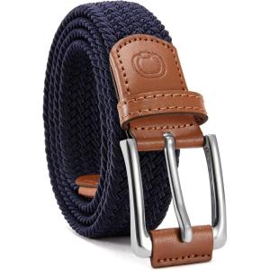 imageCHAOREN Mens Stretch Belt  1 38quot Elastic Braided Golf Belt for Men  Stretchy Web Fit Summer Casual JeansSilver  Navy