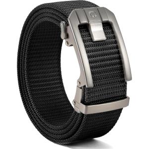 imageCHAOREN Ratchet Tactical Belt Men  15quot Adjustable Nylon Web Belt  Quick Release for Work EDC Outdoor UseGun Black
