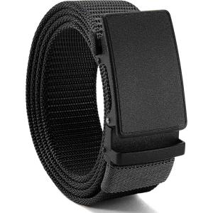 imageCHAOREN 15quot Nylon Ratchet Belts for Men  Adjustable Casual Work Belt with Slide Buckle  Trim to FitBlack