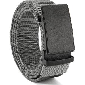 imageCHAOREN 15quot Nylon Ratchet Belts for Men  Adjustable Casual Work Belt with Slide Buckle  Trim to FitGrey